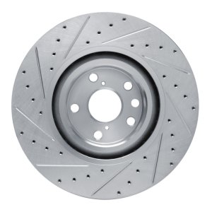 Lexus GS450H Brake Rotor (1) - Front - R1 Concepts - Drilled & Slotted - Silver - `11-`25